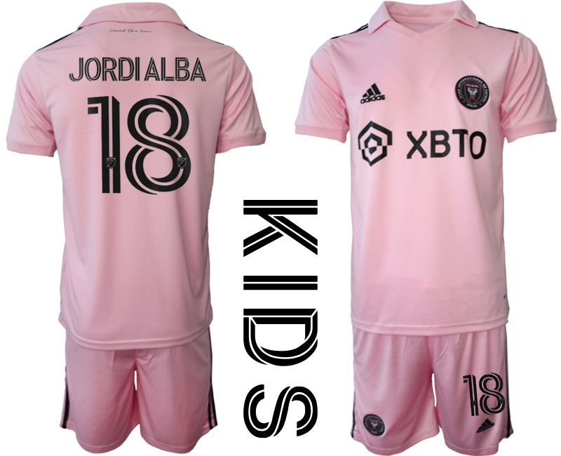 Youth 2023-2024 Club Inter Miami CF home pink #18 Soccer Jersey
